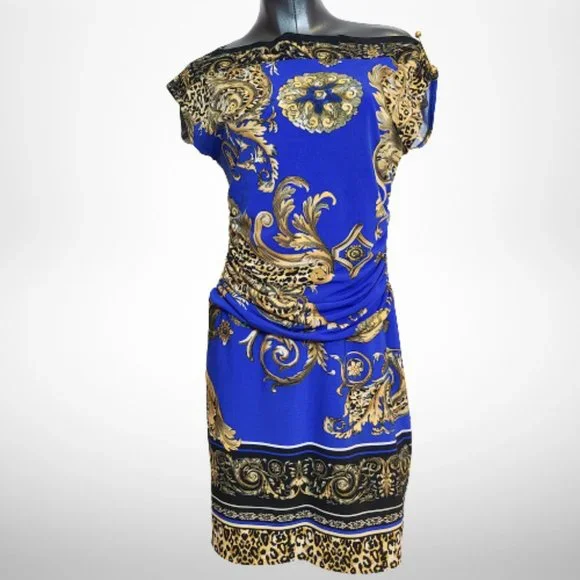 Just Cavalli | Dresses | Stunning Just Cavalli Blue Baroque Print Stretch  Mini Dress Size Small | Poshmark